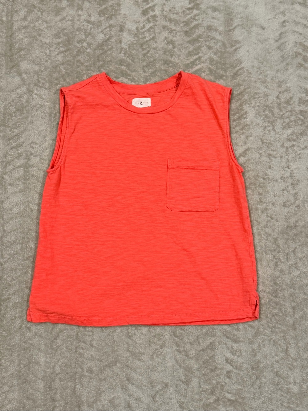 Lou & Grey Coral Orange Pocket Tank Top Women's Medium Basic Coastal Casual